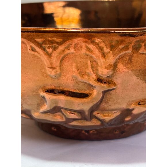 Vintage Copper Lusterware Reindeer Christmas Bowl Made In England - Picture 2 of 15